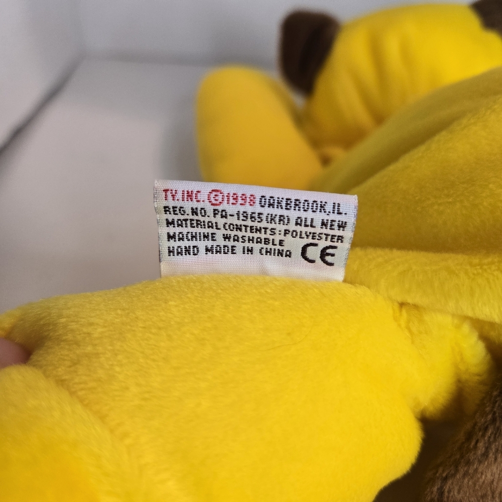 Ty Pillow Pal 1998 Vintage Rusty The Raccoon 16" Yellow Plush Stuffed Animal - Picture 6 of 6